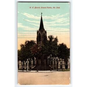 Vintage M.E. Church Grand Forks North Dakota Linen Postcard